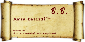 Burza Belizár névjegykártya